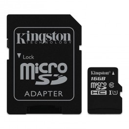 Kingston - Carte MicroSD - 16 Go - + Adaptateur SD 